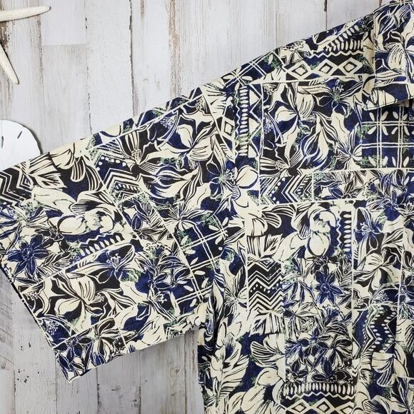 Tori Richard Hawaiian Button-Down Shirt Blue Floral Size Large - Picture 5 of 7